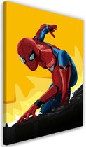 Schilderij , Filmposter , Spiderman , 2 maten  , rood blauw geel , wanddecoratie