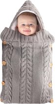 BonBini's® baby voetenzak - babyvoetenzak buggy - wandelwagenvoetenzak - babydekentje met knopen - babydekentje met knopen - 75 x 35 cm - 0-3 maanden - Light Grey