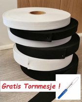 ***25 METER*** Elastiek, Breedte 25mm, Kleur ZWART met GRATIS TORNMESJE !