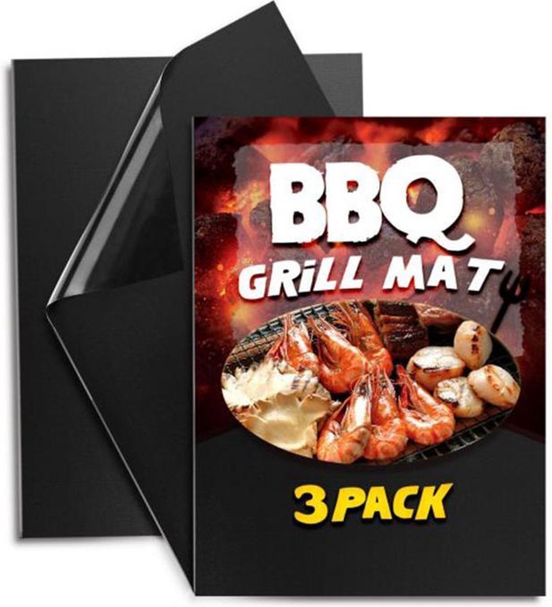 BBQ grillmat - 3 Stuks niet-klevende en herbruikbare oven-, barbecue- en grillmat - Reusable - Nonstick - Set van 3 stuks