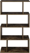 MIRA Home - Boekenplank - Staande plank - Boekenkast - Vintage - Donkerbruin - 70x24x127