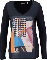 Garcia donkerblauwe longsleeve materiaalmix - Maat S