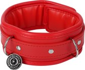 Banoch - Collar & leash Red - Halsband en Riem - Rood met zilver - bdsm