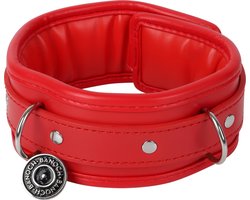 Banoch - Collar & leash Red - Halsband en Riem - Rood met zilver - bdsm