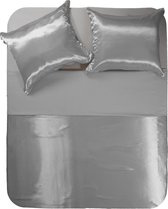 Y-NOT - Satijn uni - Dekbedovertrek - Polyester - Tweepersoons - 200X200/220 cm - Zilver