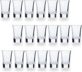 18x Shotglazen/borrelglaasjes 35 ml/4,4 x 6,5 cm van glas - Shotjes glazen - Shotglas/borrelglas - Shotglaasjes/borrelglazen