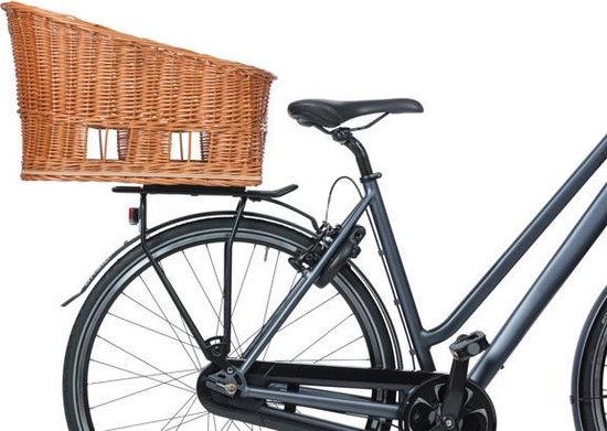 Basil Pasja Hondenfietsmand L - Achter - Riet - Inclusief MIK-adapterplaat - Large - 50 cm - Bruin