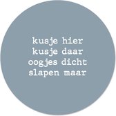 Label2X - Muurcirkel kids kusje hier zachtblauw - 40 cm - Forex - Multicolor - Wandcirkel - Rond Schilderij - Muurdecoratie Cirkel - Wandecoratie rond - Decoratie voor woonkamer of slaapkamer