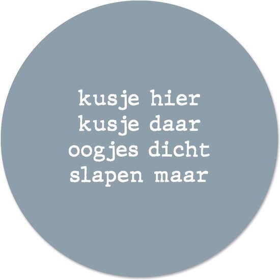 Label2X - Muurcirkel kids kusje hier zachtblauw - 40 cm - Forex - Multicolor - Wandcirkel - Rond Schilderij - Muurdecoratie Cirkel - Wandecoratie rond - Decoratie voor woonkamer of slaapkamer