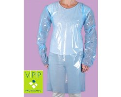 LDPE isolatieschort met  lange mouwen, schorten PE Zorg, disposable schort, verpakt per 10 stuks