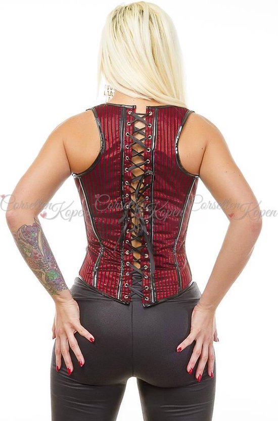 Gilet corset rayé Zwart/rouge - L