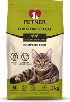 Petner - Complete maaltijd - Gesteriliseerde katten - Pluimvee en Lamsvlees - 3kg