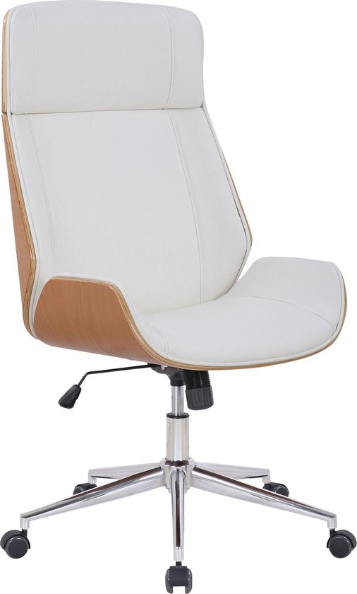 Bureaustoel - Kantoorstoel - Design - In hoogte verstelbaar - Hout - Wit/naturel - 66x58x118 cm