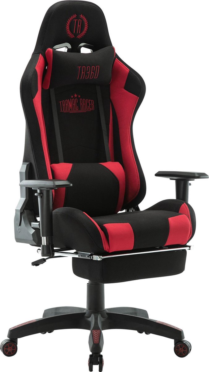 Game stoel - Bureaustoel in hoogte verstelbaar - Met led-strip - Gamen - Kunstleer - Rood/zwart - 51x69x139 cm