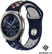 Siliconen Smartwatch bandje - Geschikt voor  Samsung Gear S3 Classic & Frontier sport band - donkerblauw kleurrijk - Strap-it Horlogeband / Polsband / Armband