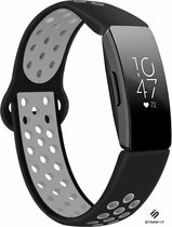 Siliconen Smartwatch bandje - Geschikt voor Fitbit Inspire / Inspire HR / Inspire 2 sport band - zwart/grijs - Strap-it Horlogeband / Polsband / Armband