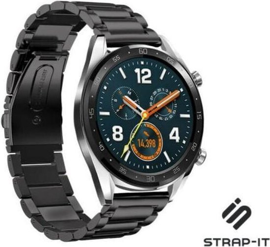 Strap it Huawei Watch GT GT 2 stalen band zwart 42mm bol