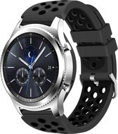 Siliconen Smartwatch bandje - Geschikt voor  Samsung Gear S3 Classic & Frontier siliconen bandje met gaatjes - zwart - Strap-it Horlogeband / Polsband / Armband