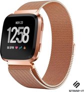Milanees Smartwatch bandje - Geschikt voor Fitbit Versa / Versa 2 bandje Milanees RVS - Rosegoud - Strap-it Horlogeband / Polsband / Armband - Maat: Maat L