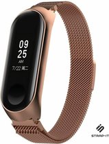 Milanees Smartwatch bandje - Geschikt voor Xiaomi Mi band 3 / 4 Milanese band - rosé goud - Strap-it Horlogeband / Polsband / Armband