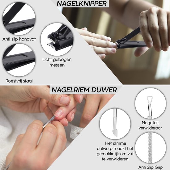 7-Delige nagel Set - Ingegroeide teennagel - Nageltang - Teennagelknipper - Nagelknipper set - Zwart - Thumbs Up