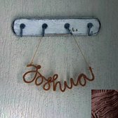 Naamhanger - Babykamer - Kraamcadeau - Handmade - Decoratief - 5 letters of meer - Bruin