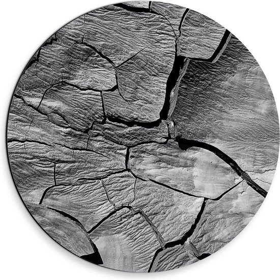 Dibond Wandcirkel - Grijs Gescheurde Ondergrond - 30x30cm Foto op Aluminium Wandcirkel (met ophangsysteem)