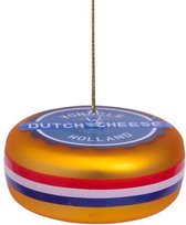 Glazen kerst decoratie gouden kaas H5cm