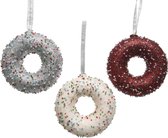 3x Kerstboom versieringen donuts snoepgoed van 10 cm - kersthangers ornamenten/figuren