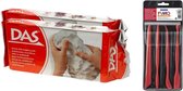 Boetseer klei pakken combie set - 2x kilo witte klei met 4-delig boetseergereedschap - Speelgoed/hobby
