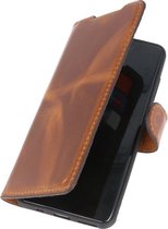 Handmade Echt Lederen Telefoonhoesje voor Samsung Galaxy S20 Plus - Bruin