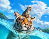 Schilderen op nummer volwassenen, schilderen op nummer kinderen, Kat met tijger 40X50