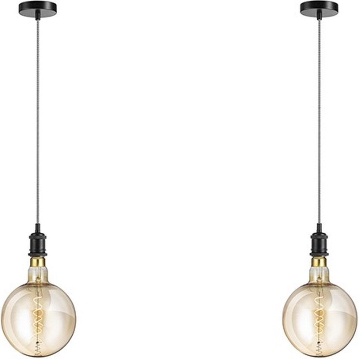 Hanglamp | Industrieel | Verstelbaar | Zwart | 2 Armaturen | E27