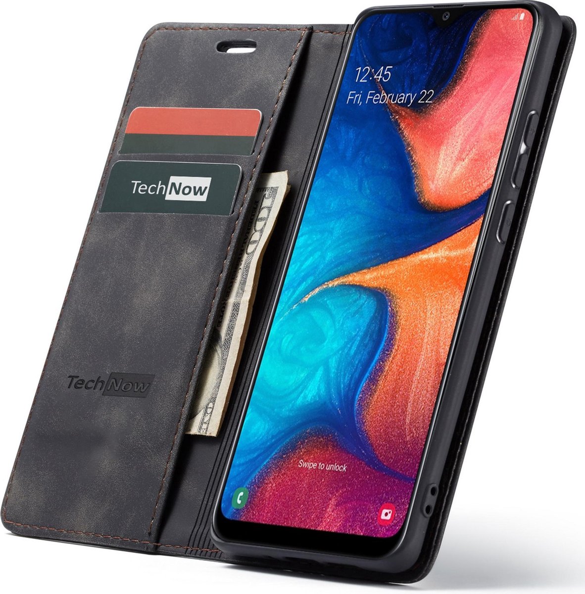 Hoesje geschikt voor Samsung Galaxy A20e - Book Case Leer Slimline Zwart
