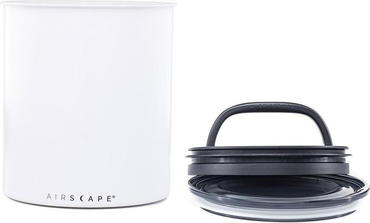 Airscape® Kilo - Mat Wit - extra groot! - voorraadpot -voorraadbus - vershouddoos -voedselveilig - vacuümdeksel- BPA vrij - koffiepot - Luchtdicht en vers - staal