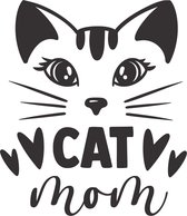 Muursticker cat mom zwart