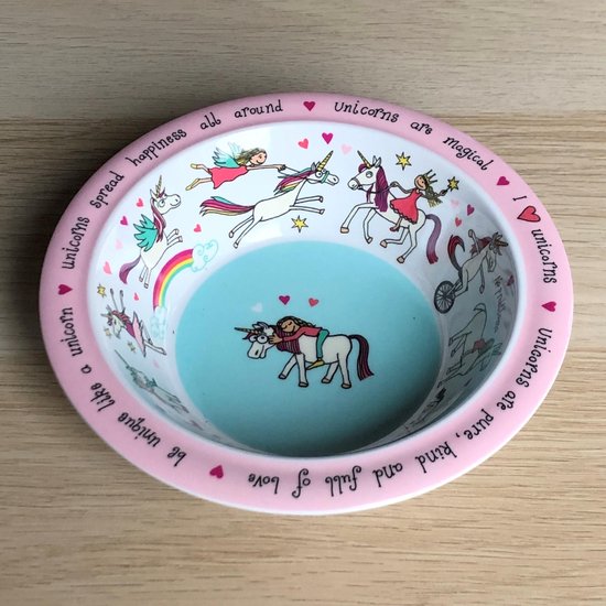 Eenhoorn kinder servies set melamine (bord + kom + bekertje + lepel) - Tyrrell Katz van Tyrrell Katz — afbeelding 2
