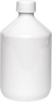 Lege plastic fles 500 ml PET apothekersfles wit - met witte ribbeldop – set van 10 stuks - Navulbaar - leeg