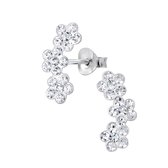 Zilver oorstekers dames 3 bloemen zirkonia crystal | oorbellen dames zilver | Ear Studs | zilverana | Sterling 925 Silver