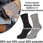4-Paar Nordic Melange Wollen Sokken in 4 Verschillende kleuren 46-48