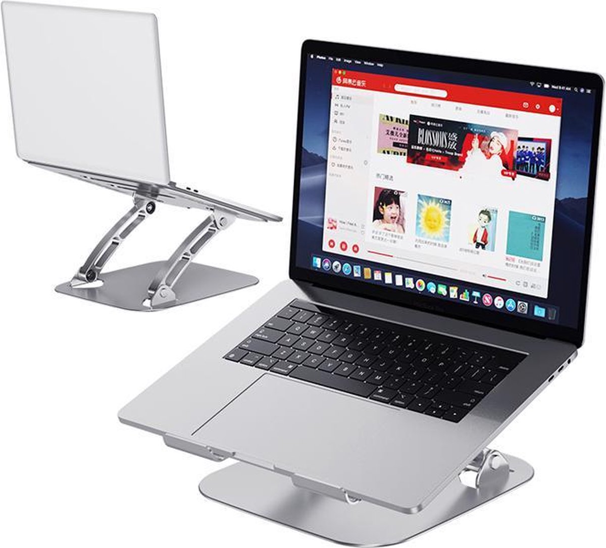 Laptop standaard - Stanz - Thuiswerken - tot 17 Inch - 3x Gratis Webcam Covers - Laptop stand - Laptophouder - Metaal
