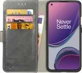 Rosso Element OnePlus 8T Hoesje Book Cover Wallet Case Grijs