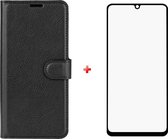 Samsung Galaxy A42 5G zwart agenda book case hoesje + full glas screenprotector