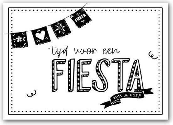 Antibiotica Monarch sirene Uitnodiging Feest Kaart Zwart-Wit 'Tijd voor een Fiesta' - 12 Stuks |  bol.com