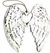 Handgemaakte dubbele engel vleugel en hart - 24 cm