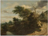 Poster – Oude Meesters - Zandweg in de duinen, Jacob Isaacksz van Ruisdael - 40x30cm Foto op Posterpapier