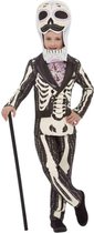 Smiffy's - Spook & Skelet Kostuum - Groot Hoofd Skelet Kind Kostuum - Roze, Zwart / Wit - Medium - Halloween - Verkleedkleding