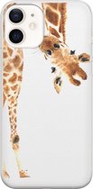 iPhone 12 hoesje siliconen - Giraffe - Soft Case Telefoonhoesje - Giraffe - Transparant, Bruin