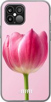 6F hoesje - geschikt voor iPhone 12 - Transparant TPU Case - Pink Tulip #ffffff