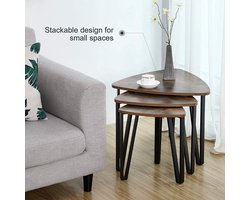 VASAGLE Industrial Nesting Coffee Table, Set of 3 End Tables for Living Room, Stacking Side Tables, Sturdy and Easy Assembly, Wood Look Accent Furniture with Metal Frame